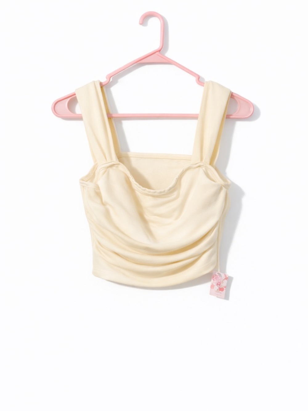 SHEIN Cream Ruched Square-Neck Camisole